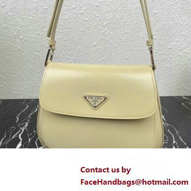 Prada Cleo brushed leather shoulder bag with flap 1BD316 Beige 2023