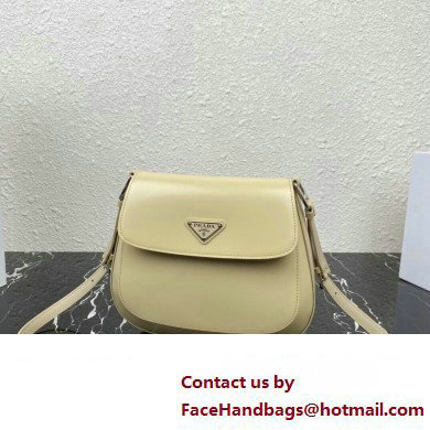 Prada Cleo brushed leather shoulder bag with flap 1BD316 Beige 2023