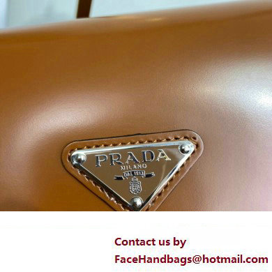 Prada Cleo brushed leather shoulder bag with flap 1BD316 Brown 2023