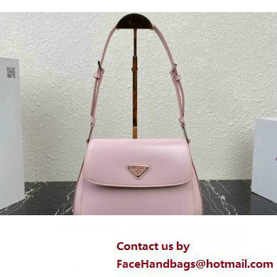 Prada Cleo brushed leather shoulder bag with flap 1BD316 Pink 2023 - Click Image to Close