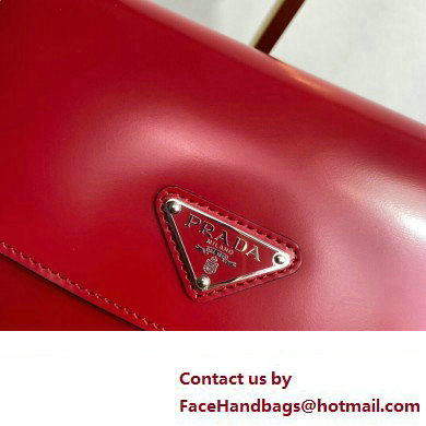 Prada Cleo brushed leather shoulder bag with flap 1BD316 Red 2023