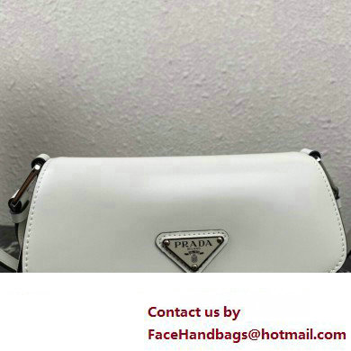 Prada Cleo brushed leather shoulder bag with flap 1BD316 White 2023