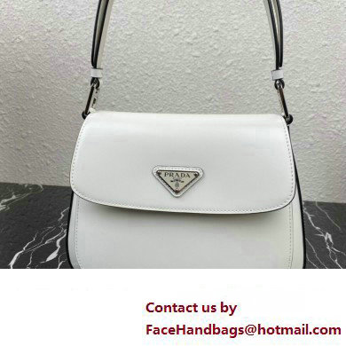 Prada Cleo brushed leather shoulder bag with flap 1BD316 White 2023