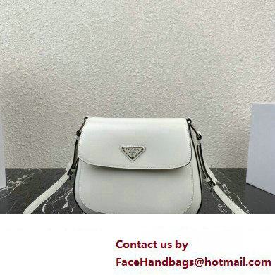 Prada Cleo brushed leather shoulder bag with flap 1BD316 White 2023