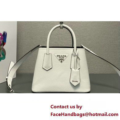 Prada Double leather mini bag 1BG443 White 2024