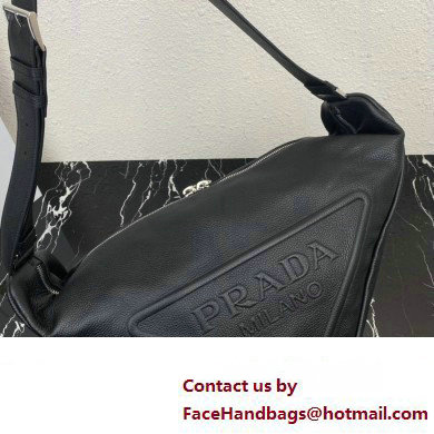 Prada Large leather Triangle bag 2VY007 Black 2023