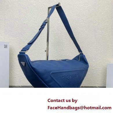 Prada Large leather Triangle bag 2VY007 Blue 2023