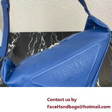 Prada Large leather Triangle bag 2VY007 Blue 2023