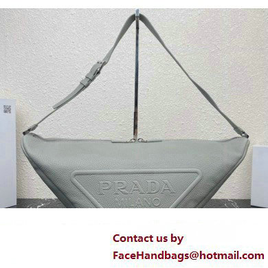 Prada Large leather Triangle bag 2VY007 Gray 2023