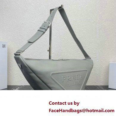 Prada Large leather Triangle bag 2VY007 Gray 2023