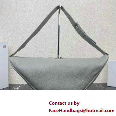 Prada Large leather Triangle bag 2VY007 Gray 2023