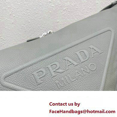 Prada Large leather Triangle bag 2VY007 Gray 2023