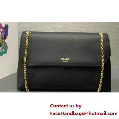 Prada Large leather shoulder bag 1BD368 Black 2024 - Click Image to Close