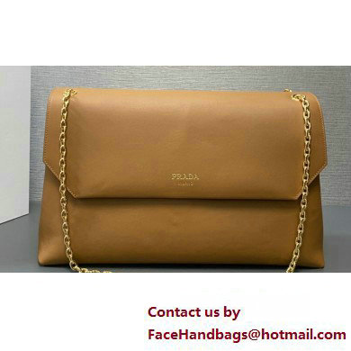 Prada Large leather shoulder bag 1BD368 Brown 2024