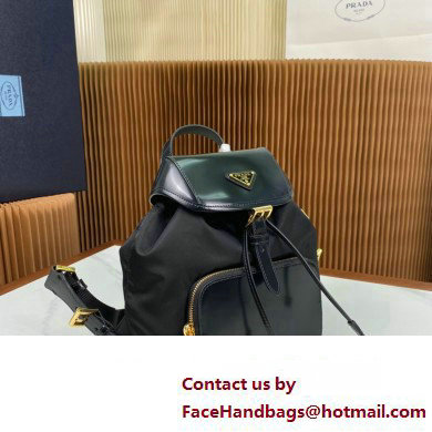 Prada Medium Re-Nylon and brushed leather backpack Bag 1BZ074 Black 2024 - Click Image to Close