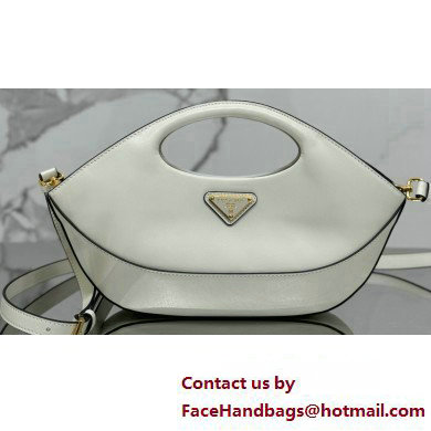 Prada Medium leather handbag 1BA421 White 2024 - Click Image to Close