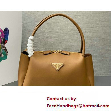 Prada Medium leather handbag 1BA444 Brown 2024 - Click Image to Close