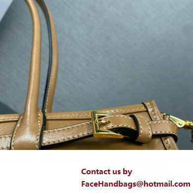 Prada Medium leather handbag with Long Handle 1BA426 Brown 2024