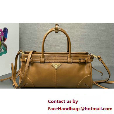 Prada Medium leather handbag with Short Handle 1BA426 Brown 2024