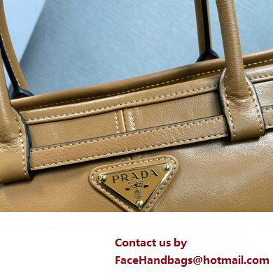 Prada Medium leather handbag with Short Handle 1BA426 Brown 2024