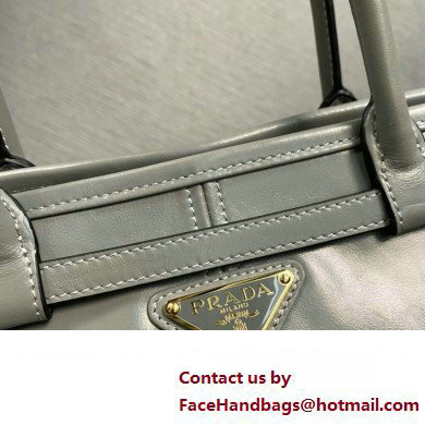 Prada Medium leather handbag with Short Handle 1BA426 Gray 2024