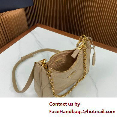 Prada Re-Edition 1995 Chaine Re-Nylon Mini Hobo Bag 1BC204 Beige 2024