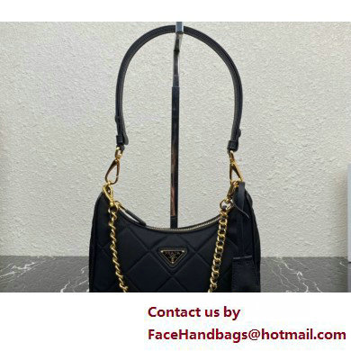 Prada Re-Edition 1995 Chaine Re-Nylon Mini Hobo Bag 1BC204 Black 2024 - Click Image to Close