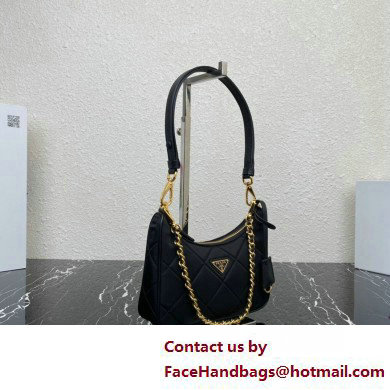 Prada Re-Edition 1995 Chaine Re-Nylon Mini Hobo Bag 1BC204 Black 2024