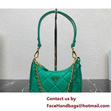 Prada Re-Edition 1995 Chaine Re-Nylon Mini Hobo Bag 1BC204 Green 2024 - Click Image to Close