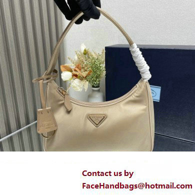 Prada Re-Edition 2000 Re-Nylon and Saffiano Mini Hobo Bag 1NE515 Beige/Gold 2024