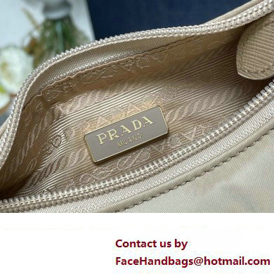 Prada Re-Edition 2000 Re-Nylon and Saffiano Mini Hobo Bag 1NE515 Beige/Gold 2024