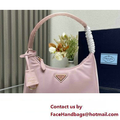 Prada Re-Edition 2000 Re-Nylon and Saffiano Mini Hobo Bag 1NE515 Light Pink/Gold 2024 - Click Image to Close