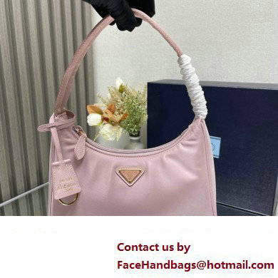 Prada Re-Edition 2000 Re-Nylon and Saffiano Mini Hobo Bag 1NE515 Light Pink/Gold 2024