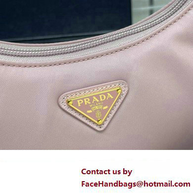 Prada Re-Edition 2000 Re-Nylon and Saffiano Mini Hobo Bag 1NE515 Light Pink/Gold 2024