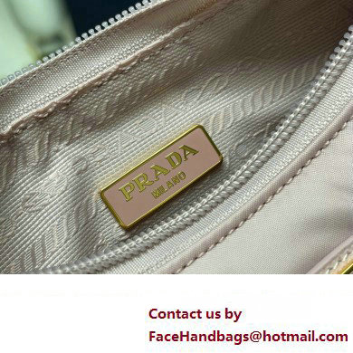 Prada Re-Edition 2000 Re-Nylon and Saffiano Mini Hobo Bag 1NE515 Light Pink/Gold 2024