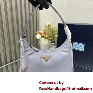 Prada Re-Edition 2000 Re-Nylon and Saffiano Mini Hobo Bag 1NE515 Pale Purple/Gold 2024