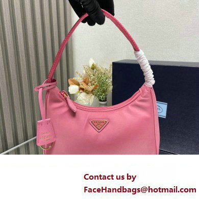 Prada Re-Edition 2000 Re-Nylon and Saffiano Mini Hobo Bag 1NE515 Pink/Gold 2024