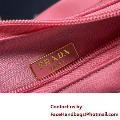 Prada Re-Edition 2000 Re-Nylon and Saffiano Mini Hobo Bag 1NE515 Pink/Gold 2024