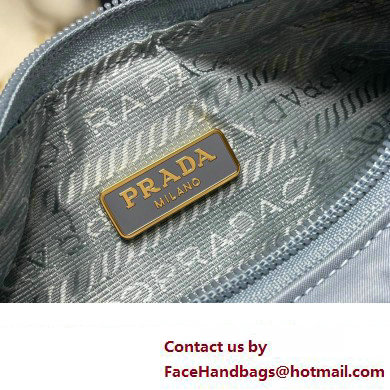 Prada Re-Edition 2000 Re-Nylon and Saffiano Mini Hobo Bag 1NE515 Sky Blue/Gold 2024