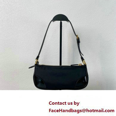 Prada Re-Edition 2002 Re-Nylon and brushed leather shoulder bag 1BC201 Black 2023 - Click Image to Close