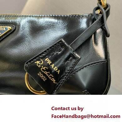 Prada Re-Edition 2002 small leather shoulder bag 1BC201 Black 2024