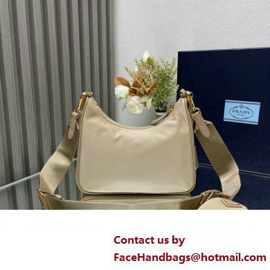 Prada Re-Edition 2005 Re-Nylon Hobo Bag 1BH204 Beige/Gold 2024