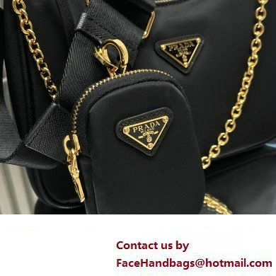 Prada Re-Edition 2005 Re-Nylon Hobo Bag 1BH204 Black/Gold 2024