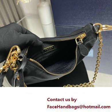 Prada Re-Edition 2005 Re-Nylon Hobo Bag 1BH204 Black/Gold 2024