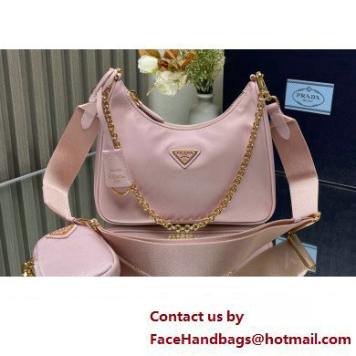 Prada Re-Edition 2005 Re-Nylon Hobo Bag 1BH204 Light Pink/Gold 2024