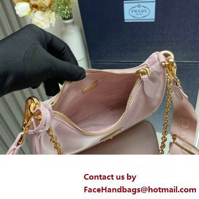 Prada Re-Edition 2005 Re-Nylon Hobo Bag 1BH204 Light Pink/Gold 2024