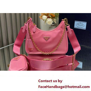 Prada Re-Edition 2005 Re-Nylon Hobo Bag 1BH204 Pink/Gold 2024