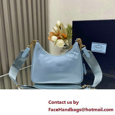 Prada Re-Edition 2005 Re-Nylon Hobo Bag 1BH204 Sky Blue/Gold 2024