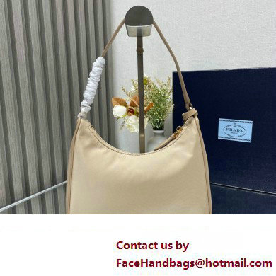 Prada Re-Edition 2005 Re-Nylon and Saffiano Mini Hobo Bag 1NE204 Beige/Gold 2024