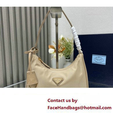 Prada Re-Edition 2005 Re-Nylon and Saffiano Mini Hobo Bag 1NE204 Beige/Gold 2024